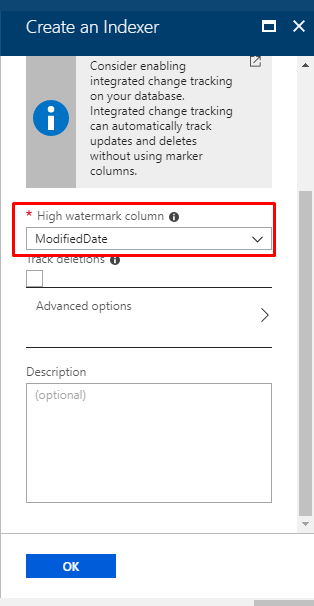 Azure Search - high watermark column