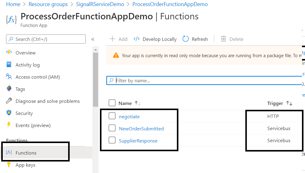 Azure SignalR Service With Azure Functions And Service Bus