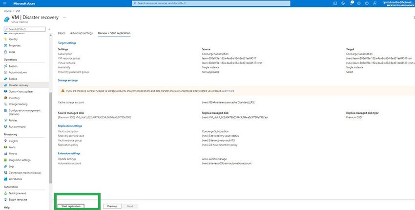 Disaster Recovery for Azure Virtual Machine
