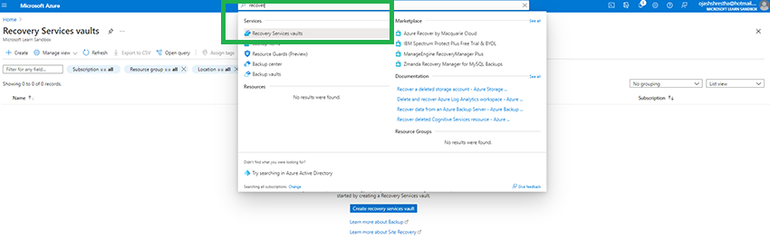 Recovery Vaults in Azure