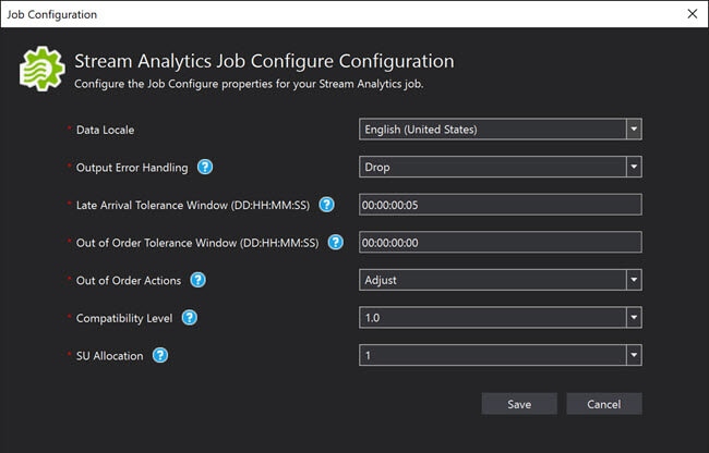 Azure Stream Analytics Job and Tools for Visual Studio