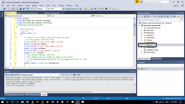 Basic FormFlow Design Using Microsoft Bot FrameWork