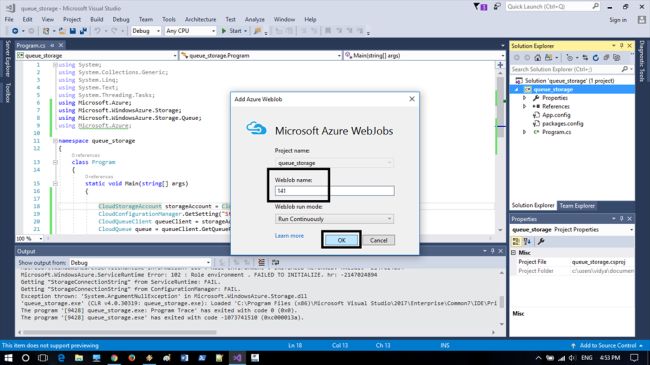 Add Azure WebJob