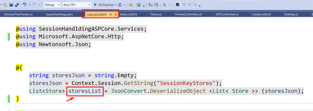 Bind ASP Model to SelectList in _Layout page using Sessions in ASP.NET Core