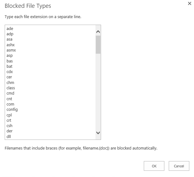 Blocked File Types On  Applications In SharePoint 2013 Central