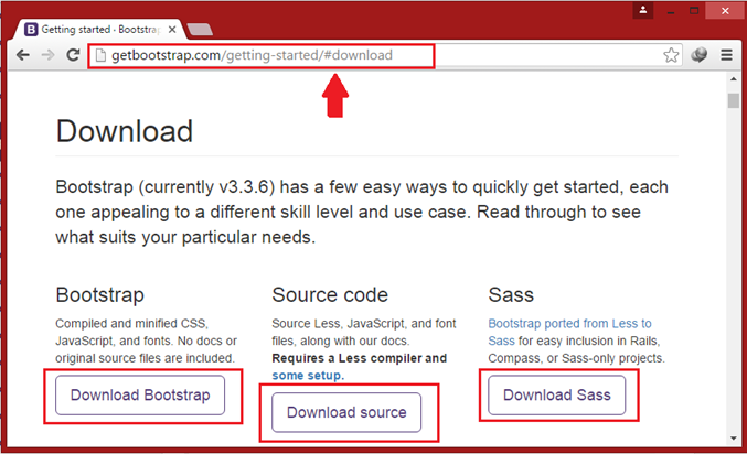 click on Download Bootstrap button