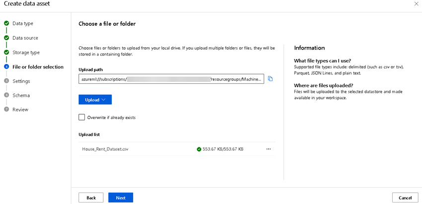 regression model of house renting Azure AutoML