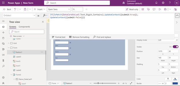 Forms Validation in Power apps