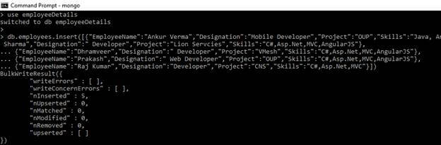 insert records in mongodb