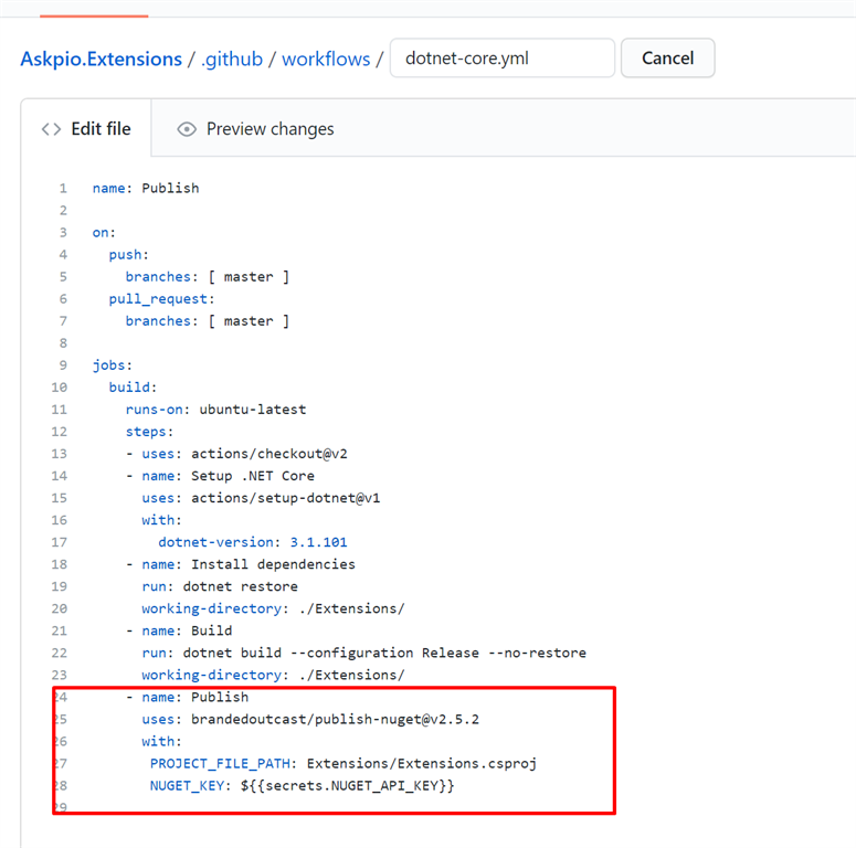 Build publish. GITHUB Actions