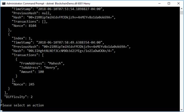 Blockchain in .NET Core 