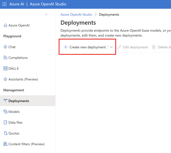Create new deployment