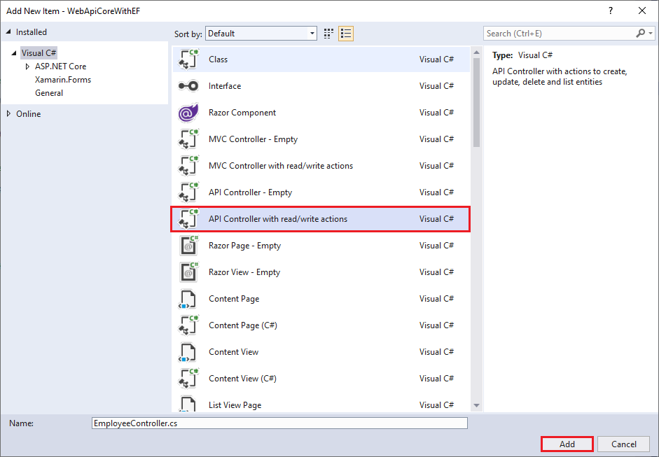 Building ASP.NET Web API In .NET Core With Entity Framework
