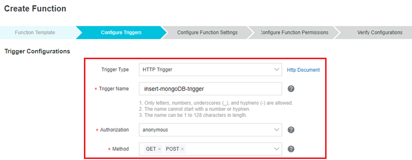 Configure triggers