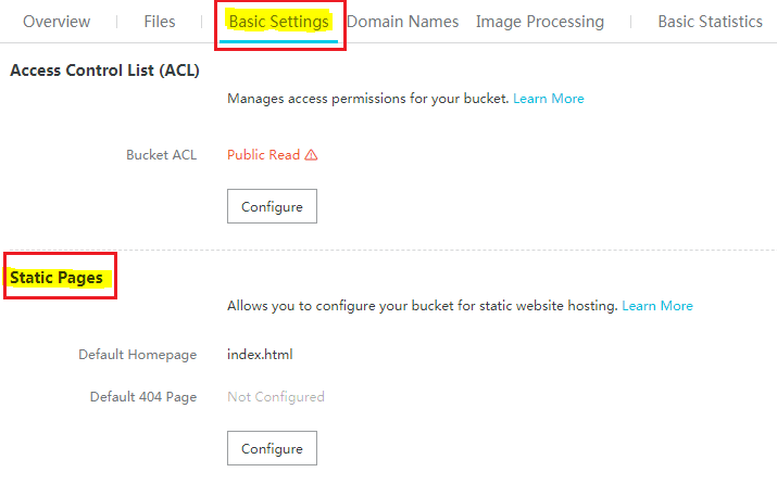 Basic setting- static pages