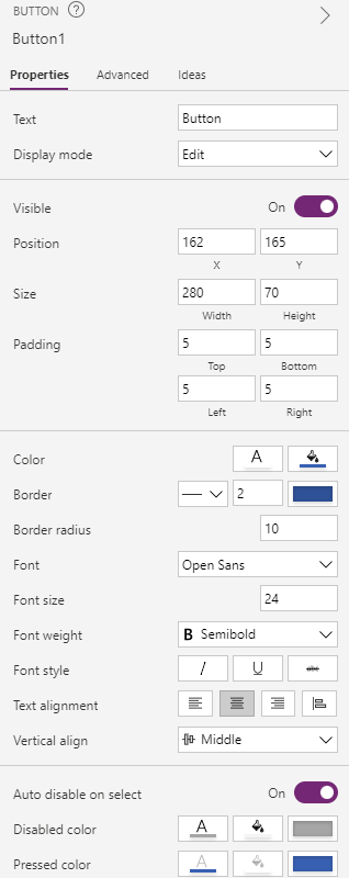 Buttons in PowerApps