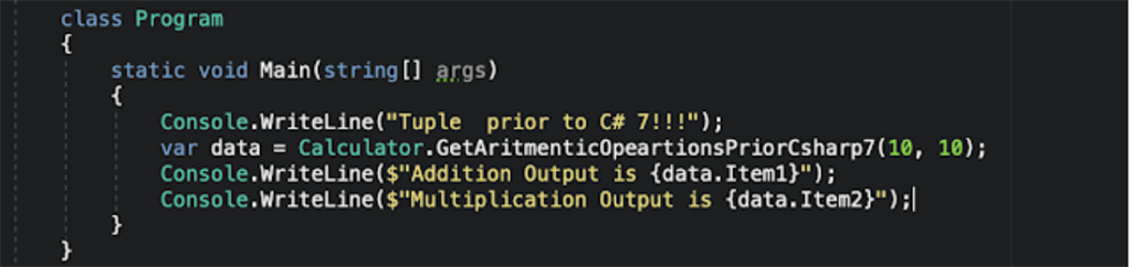 C# 7 Tuple Improvement