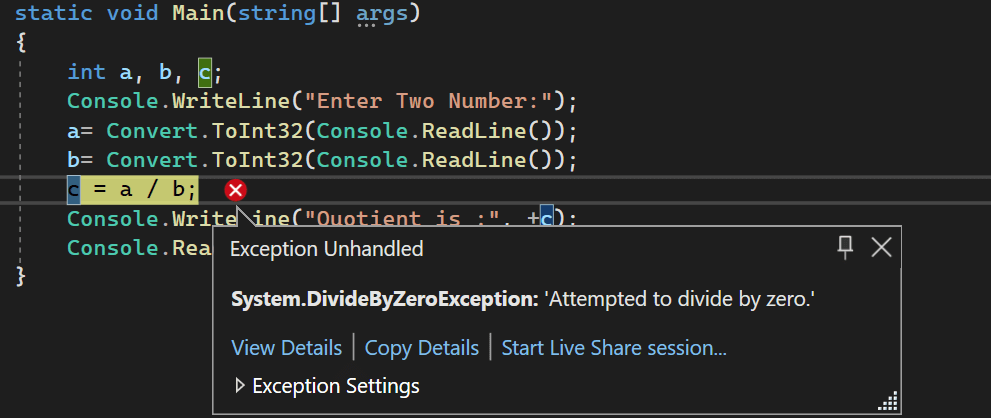 Exception Handling in C#