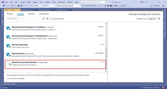 CalendarView In Xamarin.Forms