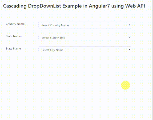Cascading Dropdown List Using MVC, Web API And Angular 7