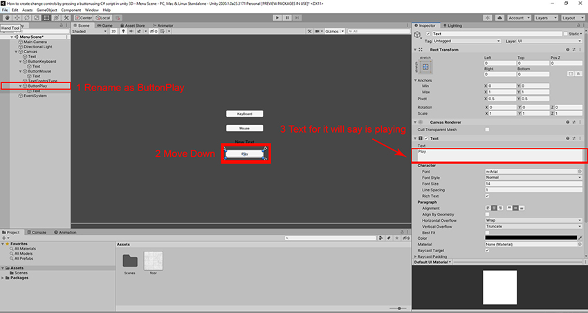 Change Control By Pressing A Button Using C# Script In Unity