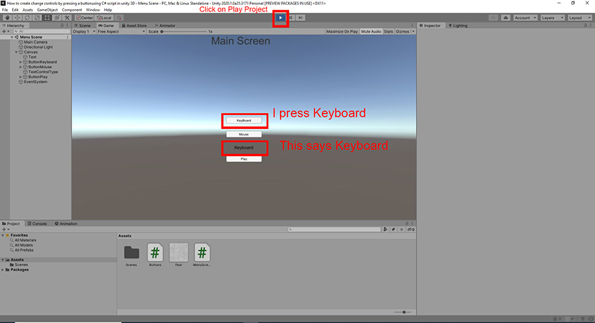 Change Control By Pressing A Button Using C# Script In Unity