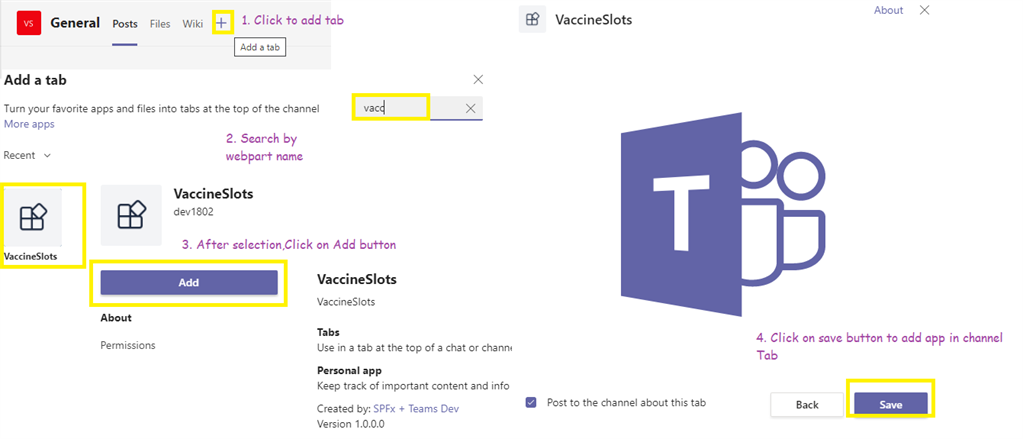 Check Availability Of Vaccination Slot In Microsoft Teams Tab