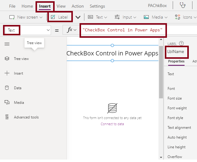 Check Box Control In Power Apps