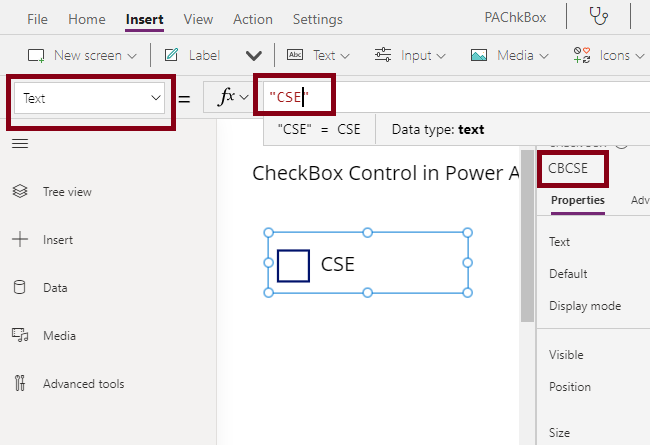Check Box Control In Power Apps