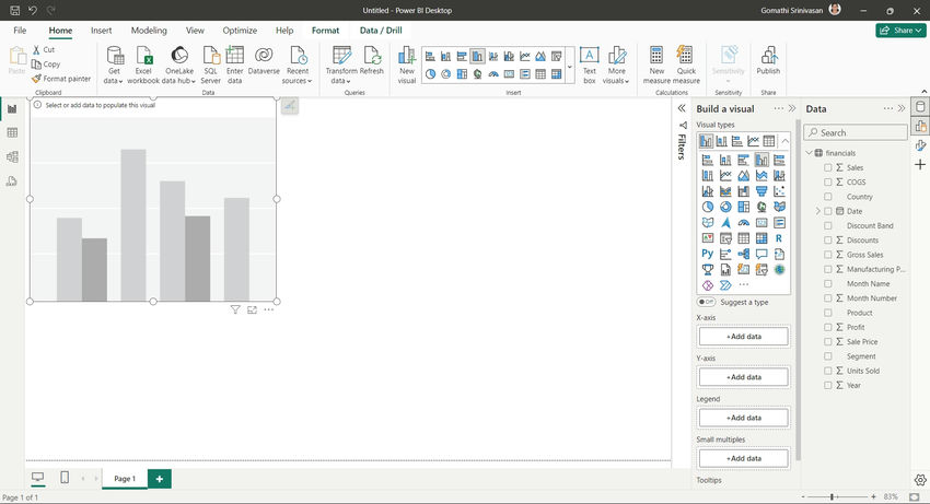 Click on Clustered column chart