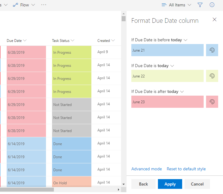 Column Formatting In SharePoint Online No Coding