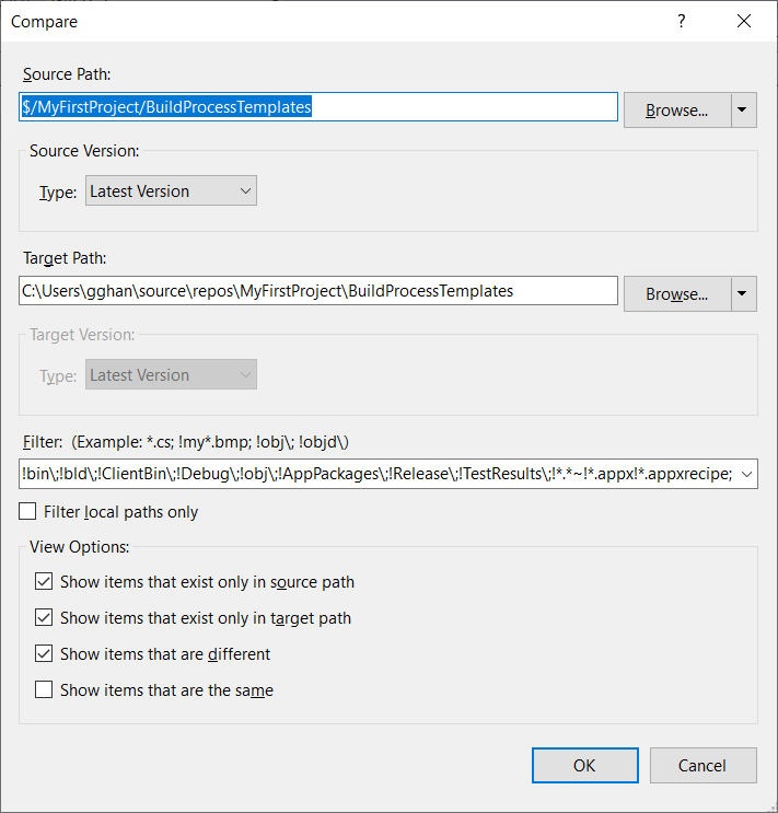 Comapare Files (1), With TFS And Git GUI In Visual Studio