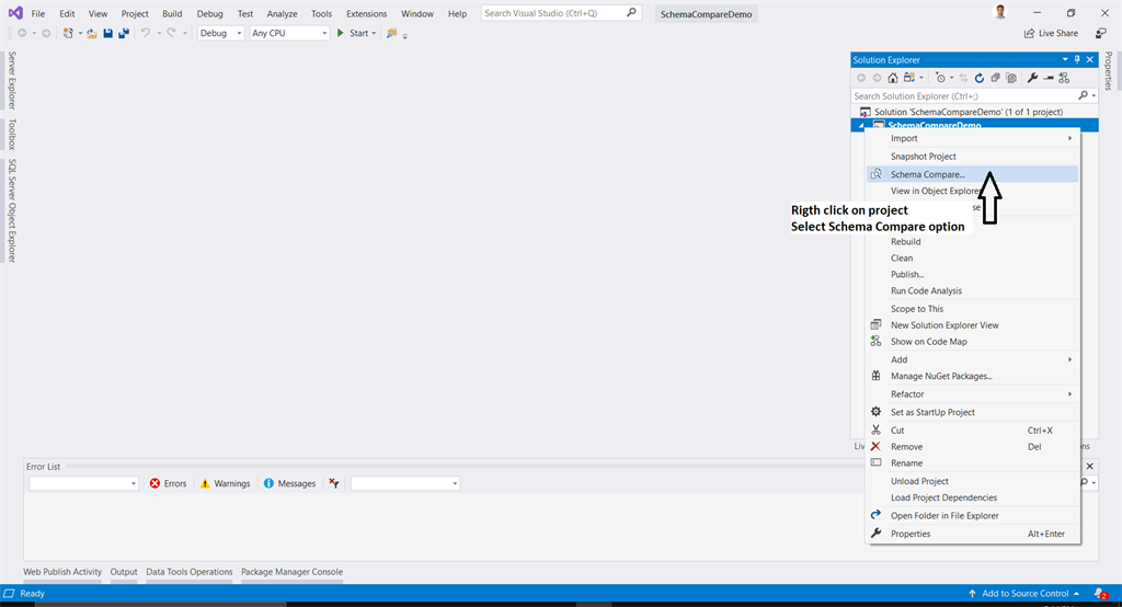 Compare And Update SQL Server Database Project With Visual Studio