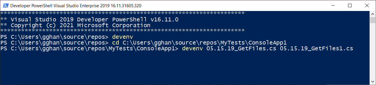 Compare Files (2), With Visual Studio Built In Tool
