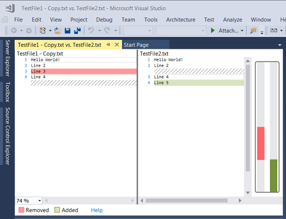 Compare Files (2), With Visual Studio Built In Tool