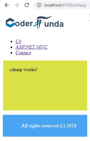 Components, Router Outlet, Menus & Button click event in Angular 6