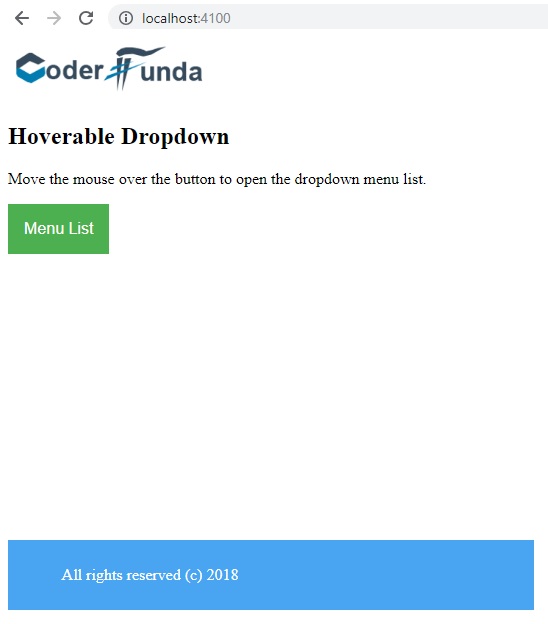 Components, Router Outlet, Menus & Button click event in Angular 6