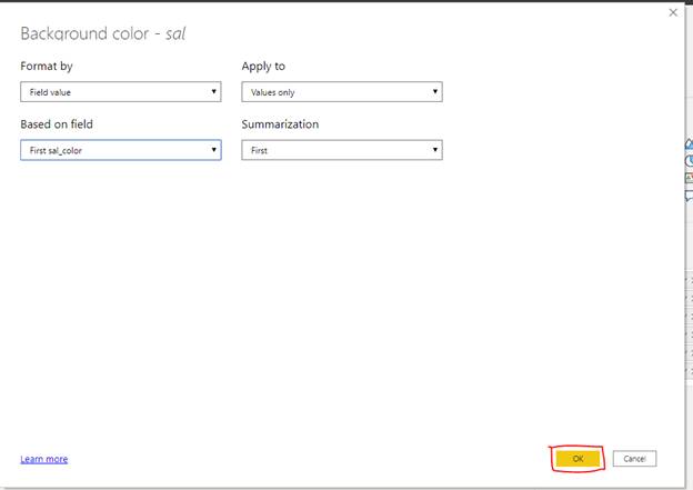 Conditional Formatting With Background Color Of Cell In Power BI