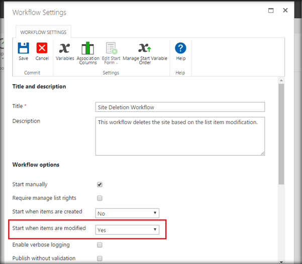 Start when items are modified