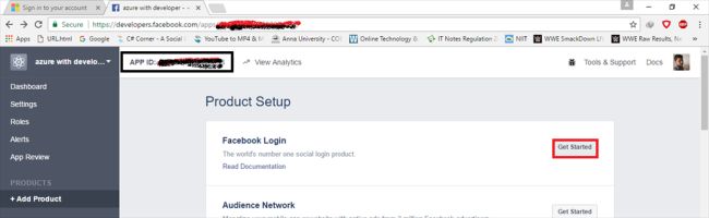 Azure Facebook developer tab