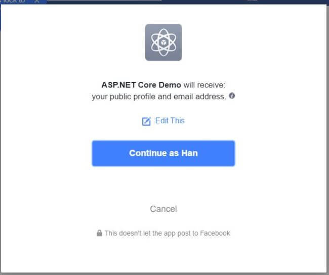 Configure Facebook as External Login Provider in ASP.NET Core