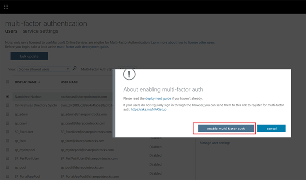 Configure Multi Factor Authentication For Office 365 Users