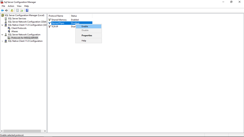 Configure Named Pipe and TCP/IP Settings of SQL Server