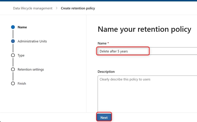Name you retention policy