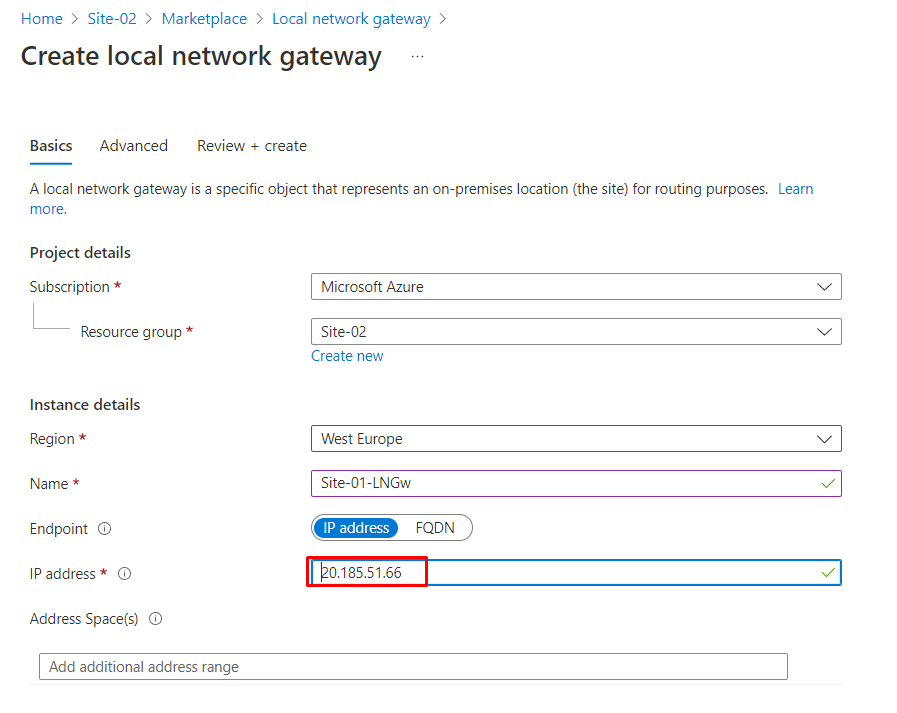 Configuring BGP Tunnel in Azure