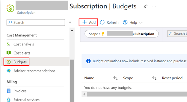 Configuring Budget Alert in Azure