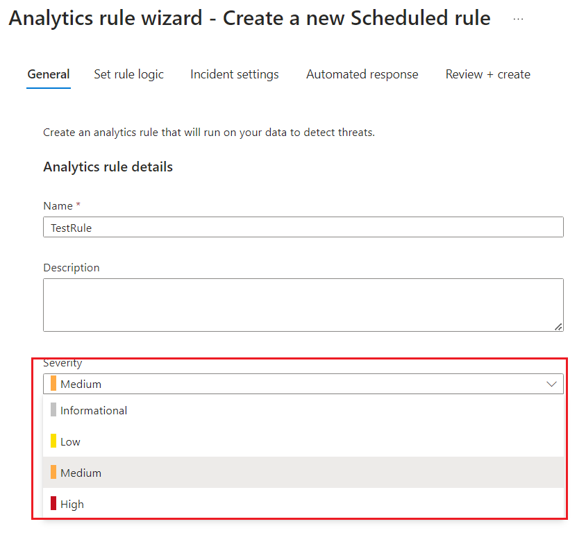General Analytics rule Wizard