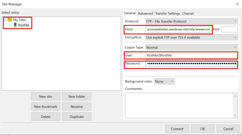 Configuring FTP Server for Azure App Service
