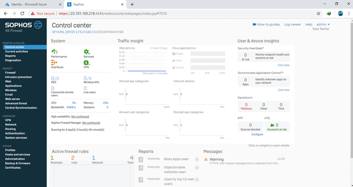 Configuring Sophos XG Firewall On Azure