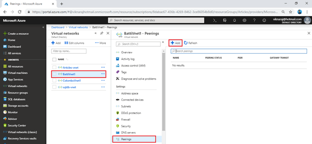 Configuring VNet Peering In Microsoft Azure